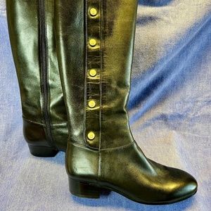 Nine West Oreyan Wide Calf Button Riding Boots, Black